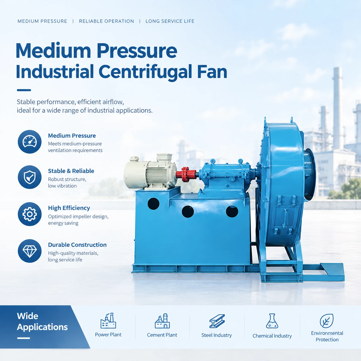Industrial Medium Pressure Centrifugal Fan detail rendering